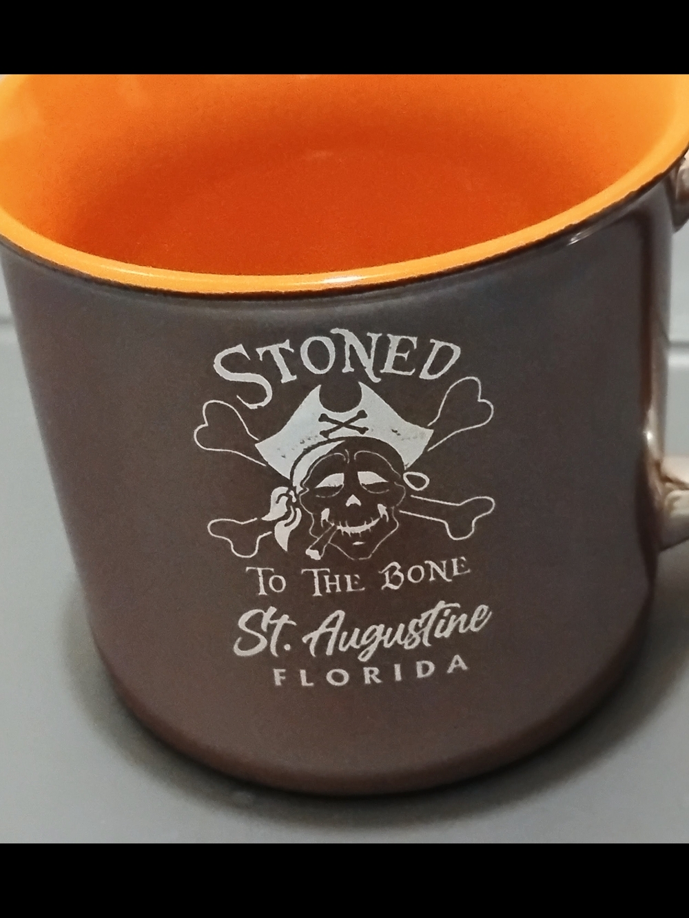 'Stoned to the Bone' Brown & Orange Ceramic Mug